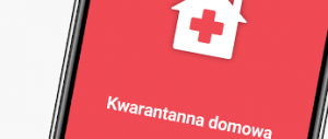 grafika przedstawia ekran telefonu komórkowego z napisem Kwarantanna domowa