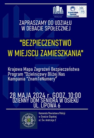 Zapraszamy do udziału w debacie społecznej "Bezpieczeństwo w miejscu zamieszkania"