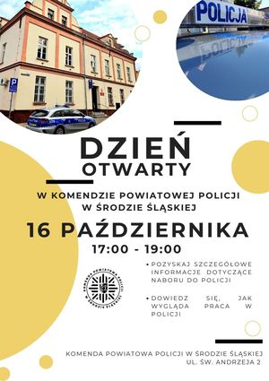 Już dziś zapraszamy na dzień otwarty w Komendzie Powiatowej Policji w Środzie Śląskiej!