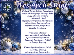 Życzenia Komendanta Powiatowego Policji w Środzie Śląskiej